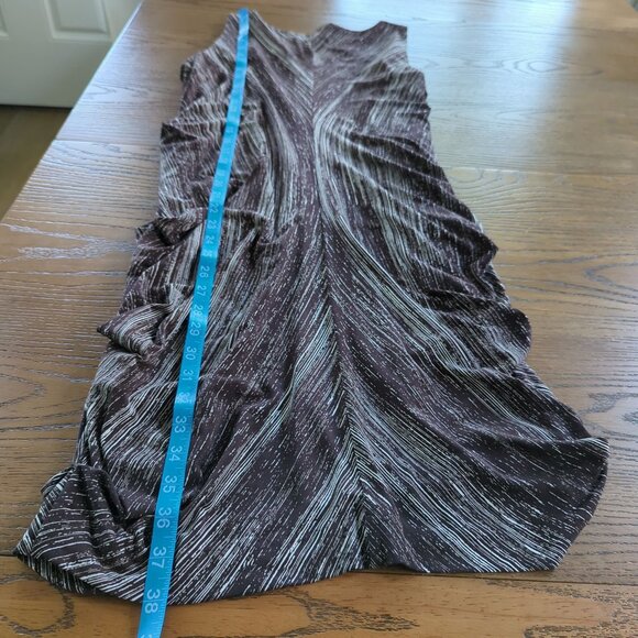 Vivienne Tam Women’s Brown White Dress Size M Abstract Print Sleeveless Draped - Picture 16 of 16